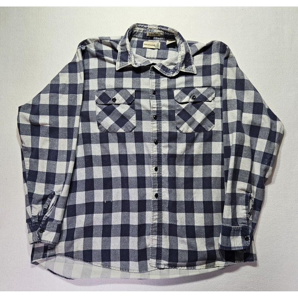 Fieldmaster Mens VTG. Button-Up Multicolor Plaid Long Sleeve Two Pockets 2XLT